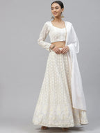 Tulsi Art Impressive White Sequins Bridesmaid Monochrome Lehenga Choli | Grocsy