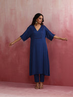 trueBrowns Blue Modal Kimono sleeve Kurta set | Grocsy