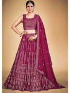 Myra Pink Georgette Real Georgette Lehenga Choli | Grocsy