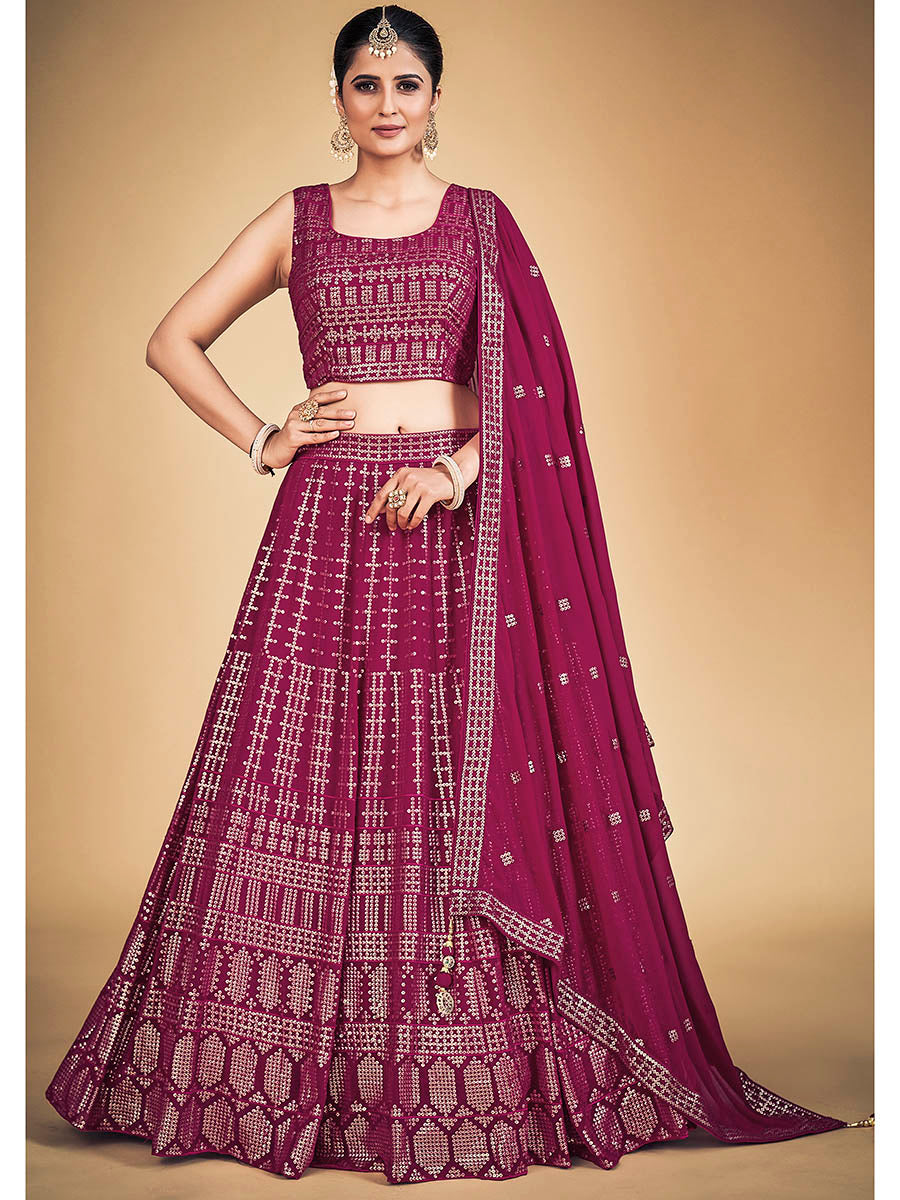 Myra Pink Georgette Real Georgette Lehenga Choli | Grocsy