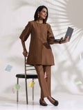 trueBrowns Brown Slub Co-ord Set | Grocsy