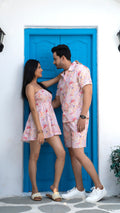 Noroke Sustainable fabric | Linen Cotton Linen White Floral Couple Co-ord Set | Grocsy