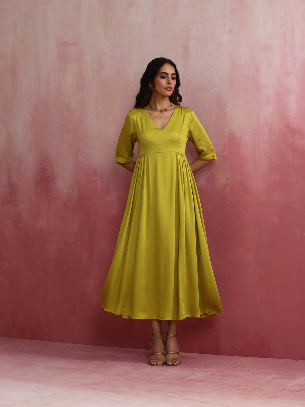 trueBrowns Modal Lime Green Dress | Grocsy