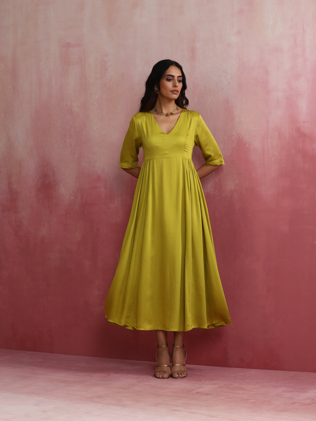 trueBrowns Modal Lime Green Dress | Grocsy