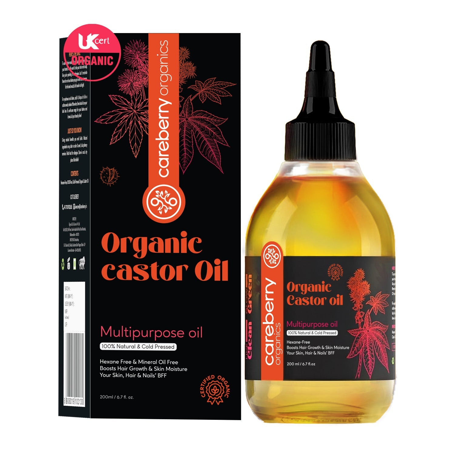 Careberry Organic Cold Pressed Castor Oil (Arandi Oil) | Grocsy