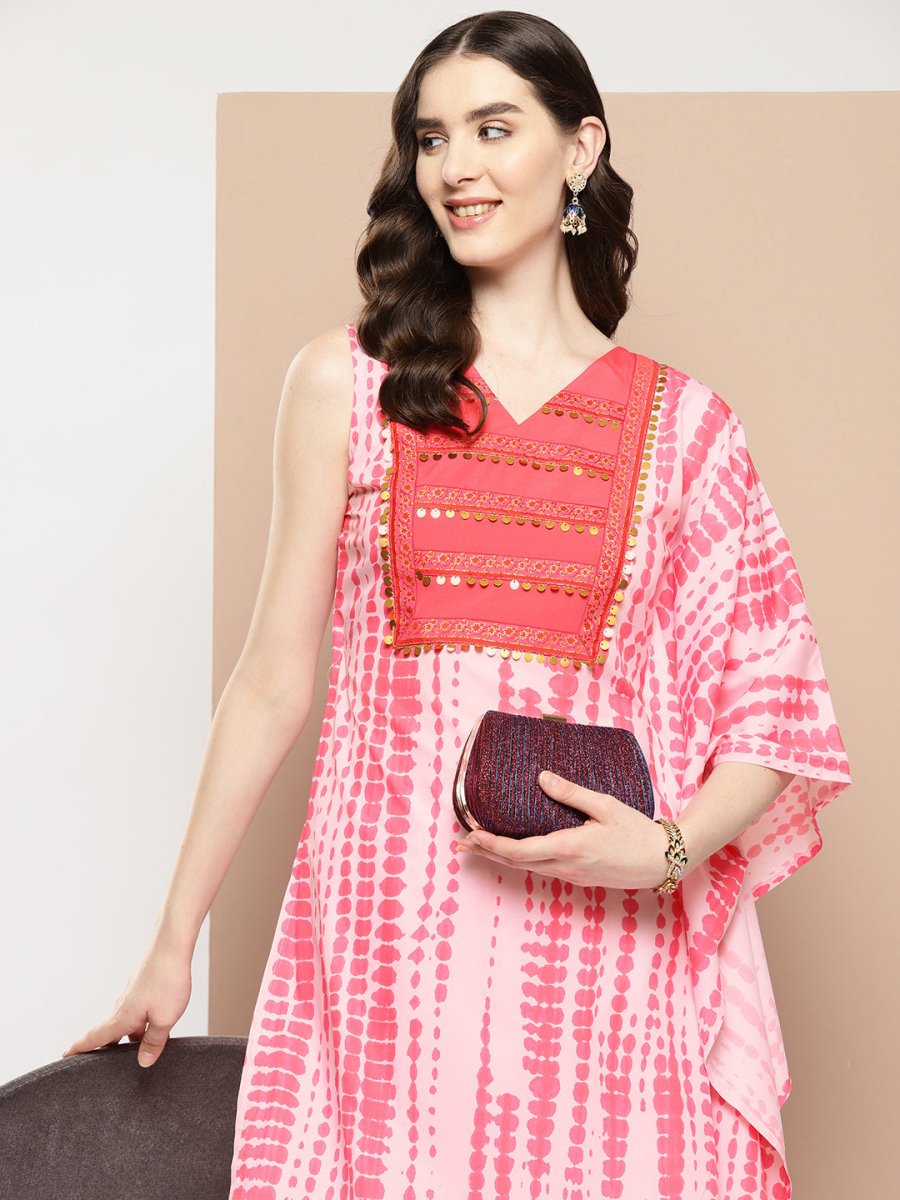 Ahalyaa Printed One-Shoulder Flared Sleeve Sequinned Kurta with Trousers | Grocsy