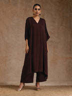 trueBrowns Cola Brown Modal Satin Oversized Kurta Set | Grocsy