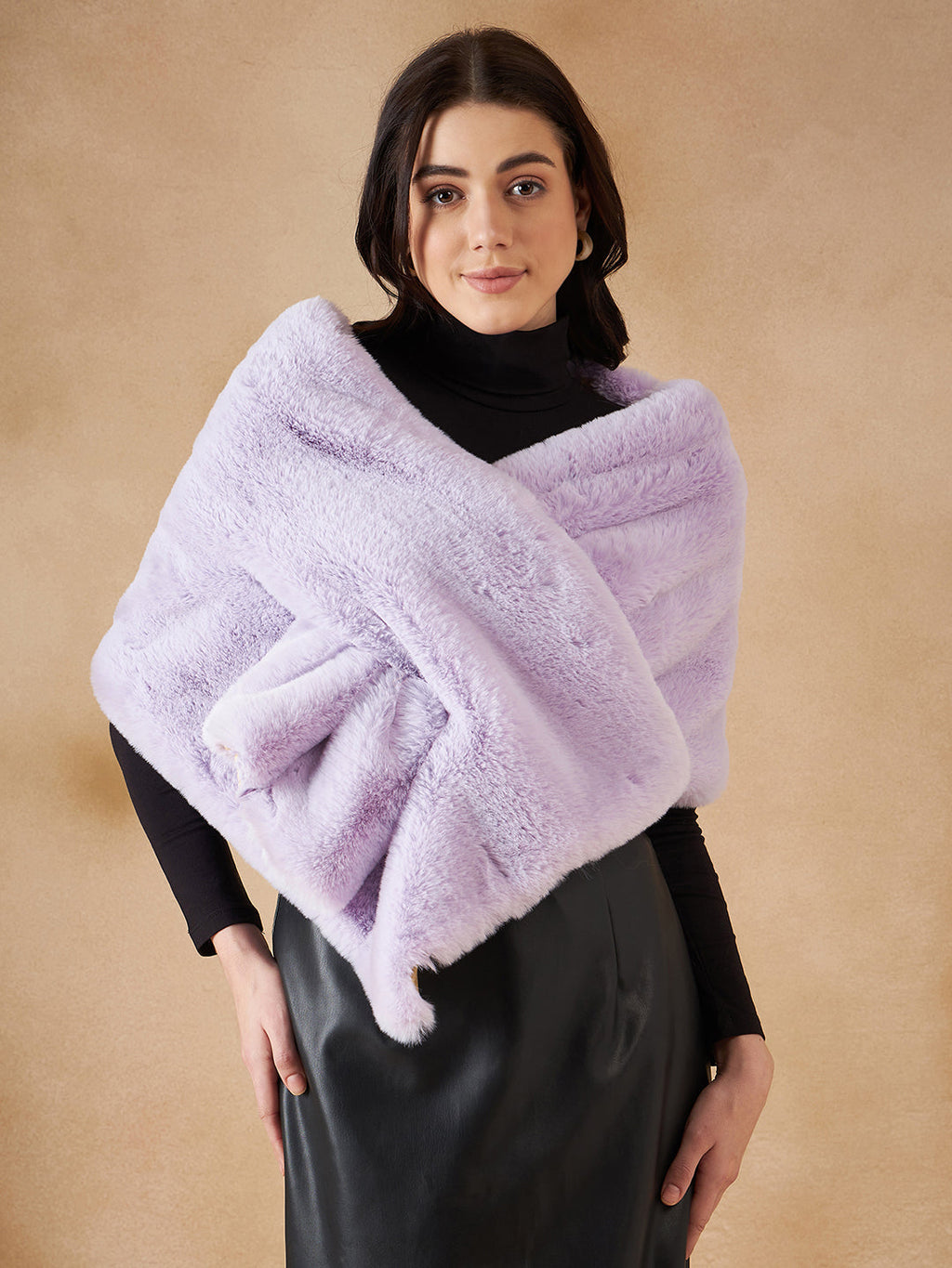 InWeave Women's Mauve Fur Cape | Grocsy