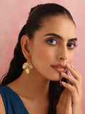 trueBrowns Brass Crystal Leaf Earrings | Grocsy