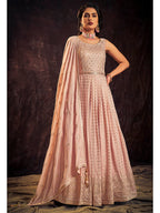 Myra Baby Pink Real Georgette Designer Gown Style Suit | Grocsy