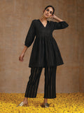 trueBrowns Black Gold Cotton Overlap Co-Ord Set | Grocsy