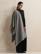 trueBrowns Grey Reversible Woollen Stole | Grocsy