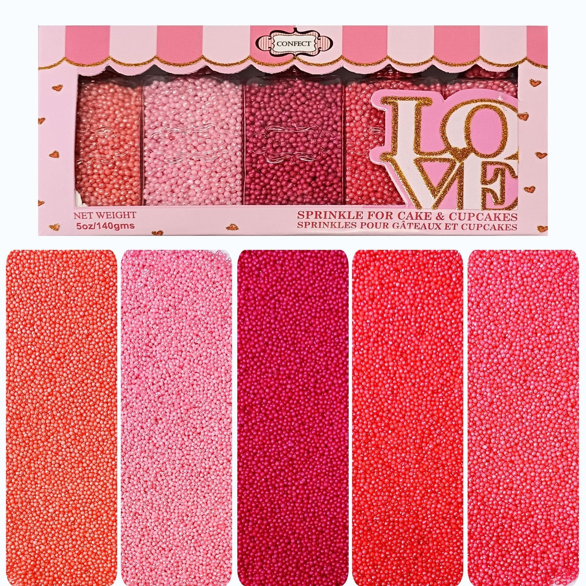 Confect Valentine Sprinkles | 02 Edible Decoration for Baking & Dessert | Grocsy