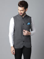 Even Apparels Men's Grey Pure Wool Nehru Jacket | Grocsy