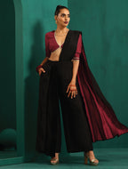 trueBrowns Black Silk Palazzo Stitched Saree | Grocsy
