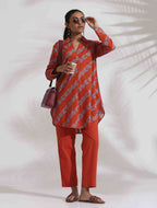 trueBrowns Orange Cotton Print Co-ord Set | Grocsy
