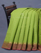 Dual Shade of Parrot Green And Mehndi Pure Mangalgiri Cotton By Gayathri Reddy Designer Studio | Grocsy