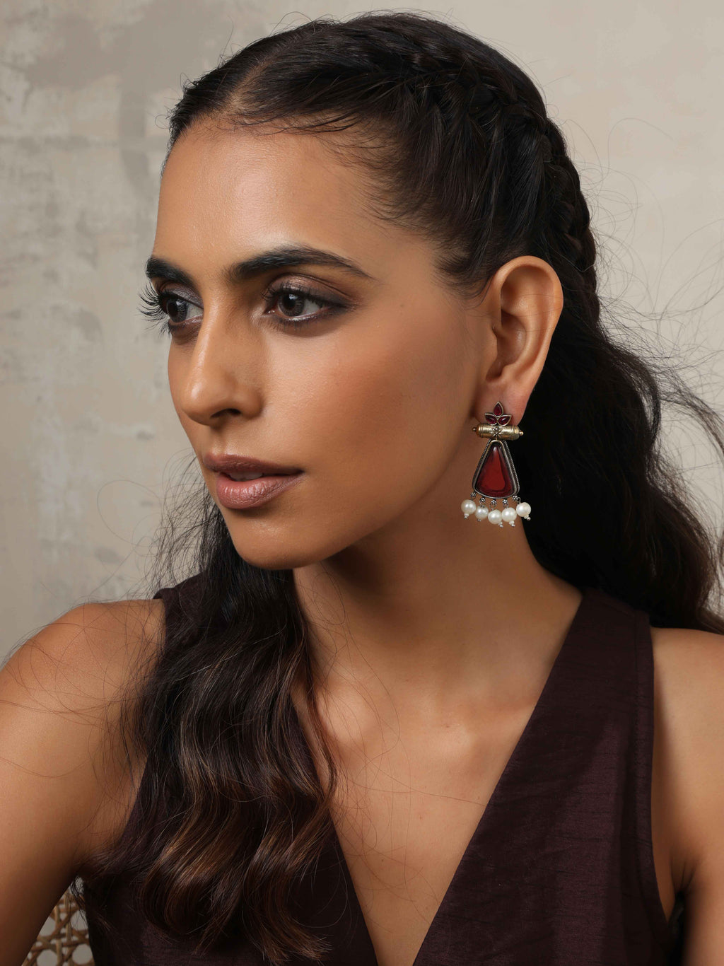 trueBrowns Silver Gold Tone Petal Dangle Earrings | Grocsy
