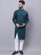 Even Apparels Green Sherwani Kurta With Asymetrical Cut | Grocsy