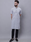 Even Apparels Multi Pure Cotton Short Sleeves Kurta With Band Collar | Grocsy