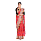 Exclusive Collection 100% Pure Cotton Red Tant Saree With Hand Weaving Work | Grocsy