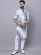 Even Apparels Grey Pure Cotton Short Sleeves Kurta With Band Collar | Grocsy