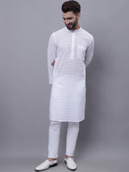 Even Apparels White Pure Cotton Kurta With Band Collar | Grocsy