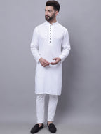 Even Apparels White Pure Cotton Kurta With Band Collar | Grocsy