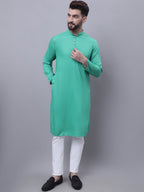 Even Apparels Green Kurta With Band Collar | Grocsy