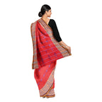 Exclusive Collection 100% Pure Cotton Red Tant Saree With Hand Weaving Work | Grocsy
