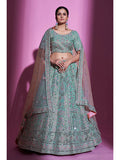 Myra Blue Gota Silk Embroidered Designer Lehenga Choli | Grocsy