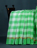 Cream And Green Colored With Checks Pure Mangalgiri Cotton Saree By Gayathri Reddy Designer Studio | Grocsy
