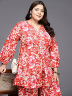 Ahalyaa Women Plus Size Printed Cotton Tunic with Palazzos | Grocsy