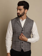 Even Apparels Men's Brown Waistcoat with Notched Lapel | Grocsy