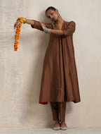 trueBrowns Brown Silk Kurta Set | Grocsy