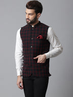Even Apparels Men's Brown Nehru Jacket With Welt Pockets | Grocsy