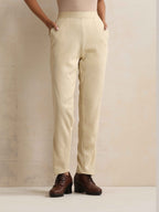 trueBrowns Beige Woollen Pants | Grocsy