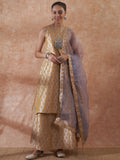 InWeave Women's Light Grey Jacquard Halter Kurta Set W Grey Or Dupatta | Grocsy