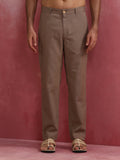 trueBrowns Men's Grey Cotton Twill Pants | Grocsy