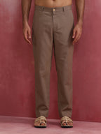 trueBrowns Men's Grey Cotton Twill Pants | Grocsy