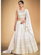 Myra White Georgette Real Georgette Lehenga Choli | Grocsy