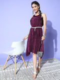 InWeave Women's Wine Pleated Dress | Grocsy