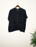 trueBrowns Black Slub Shirt Top | Grocsy