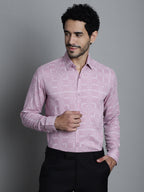 Jainish Men's Geomatric Printed Formal Shirts - Magenta | Grocsy