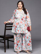 Ahalyaa Women Plus Size Printed Tunic with Palazzos | Grocsy