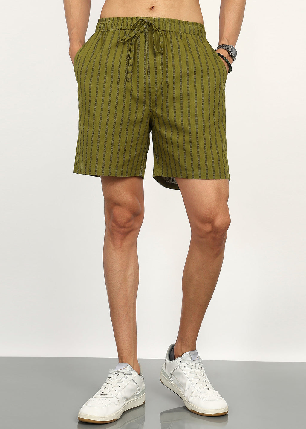 Fabmade Olive Rhythm Shorts | Grocsy