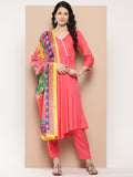 InWeave Women's Camelia Gota Angrakha Kurta Set W Yellow Orange Dupatta | Grocsy