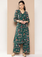 Ahalyaa Women Floral Printed Regular Gotta Patti Kurta with Palazzos | Grocsy