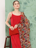 InWeave Women's Red Strappy Set W Camel Brown Or Duptta | Grocsy