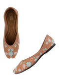 Desi Colour Women Indian Ethnic Footwear-Cushioned Peach Floral | Grocsy